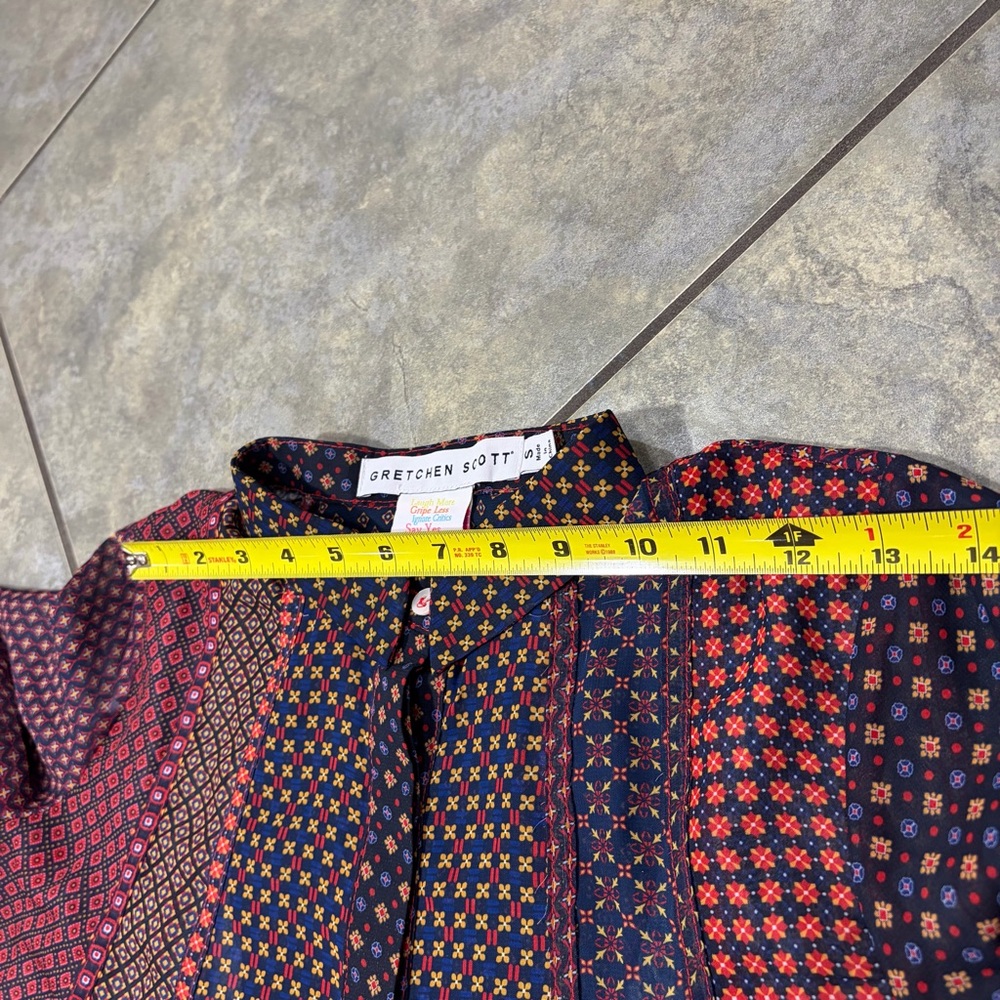 Gretchen Scott Multicolored Sheer Print Blouse Top Womens Sz S Casual Nightout - Picture 11 of 13